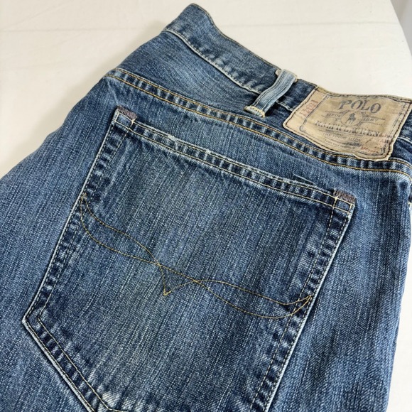 Polo Ralph Lauren Mens 018‎ Slim Straight Jeans 38x30 (38x27) Distressed Denim - Picture 2 of 10